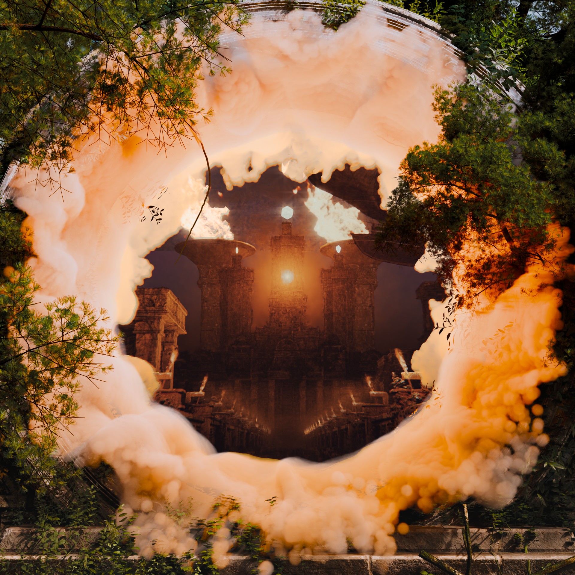 A Mysterious City Showing through a Portal