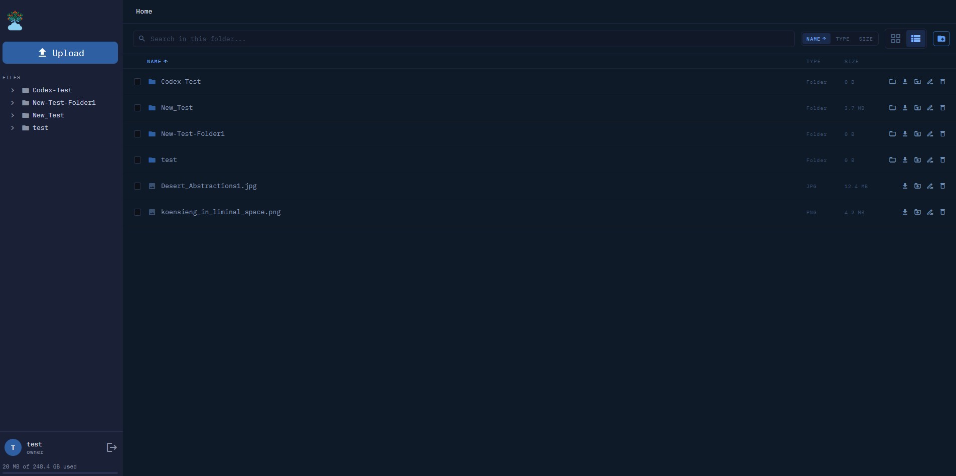 A Picture of the Sorbus Self-Hosted Cloud Storage Interface
